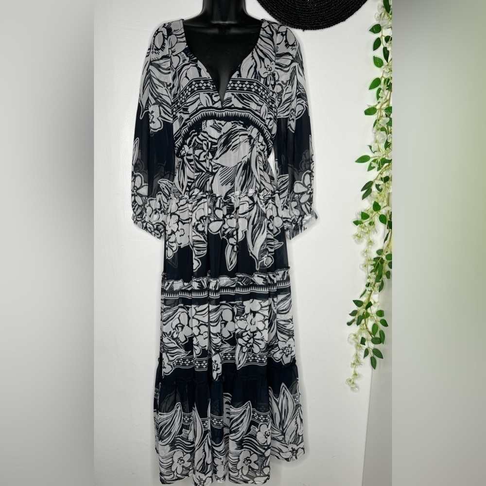 Anthropologie Vineet Bahl Tiered Long-Sleeve Dress - Picture 2 of 9